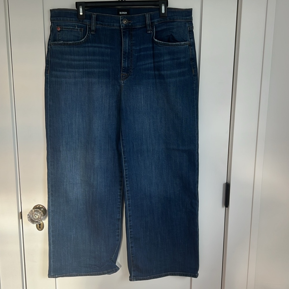 🕶️Hudson Rosalie Wide Leg Ankle Jeans Dark Denim Sz 34 14/16 - Picture 4 of 10
